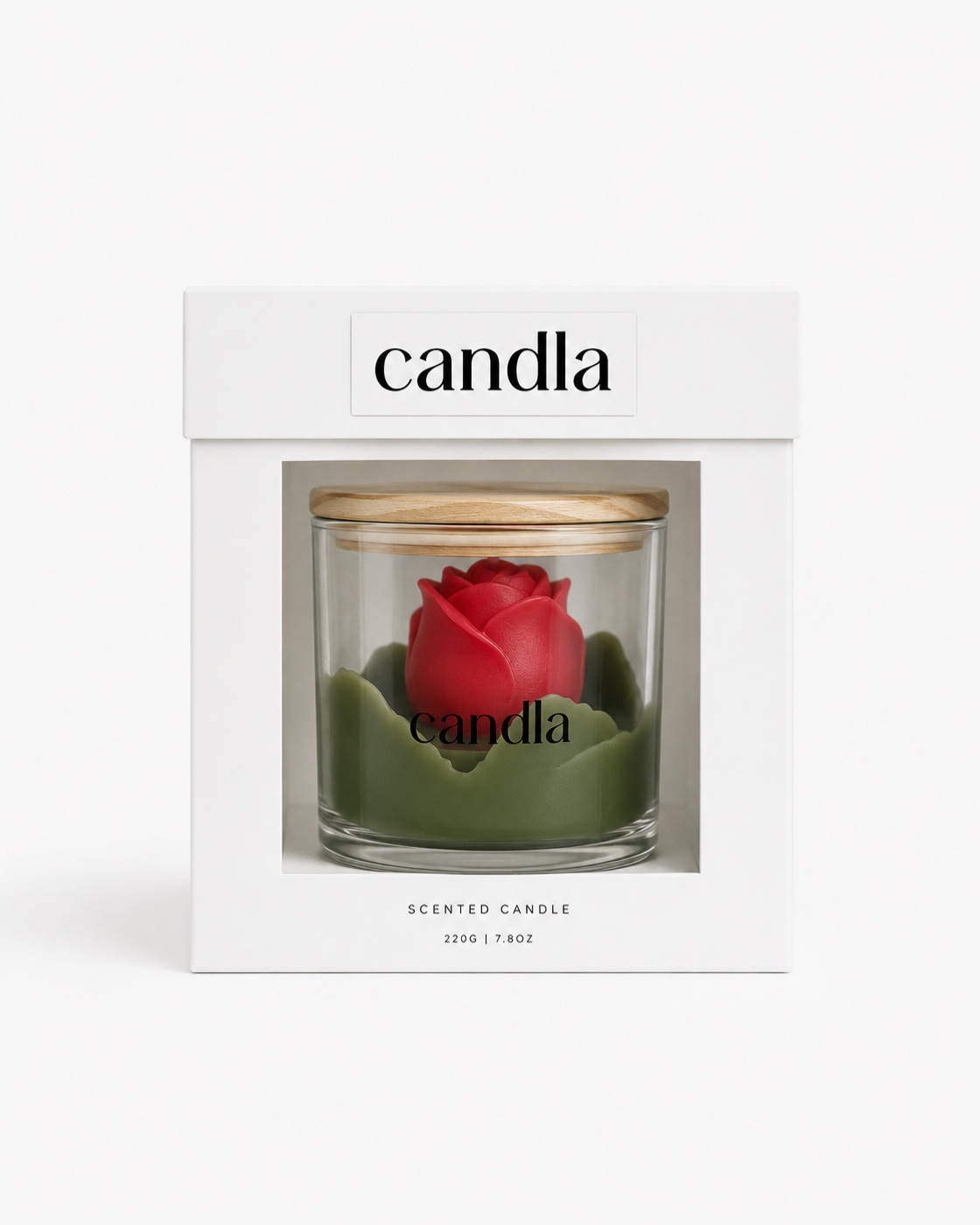 Vela Rosa Candla dentro da caixa