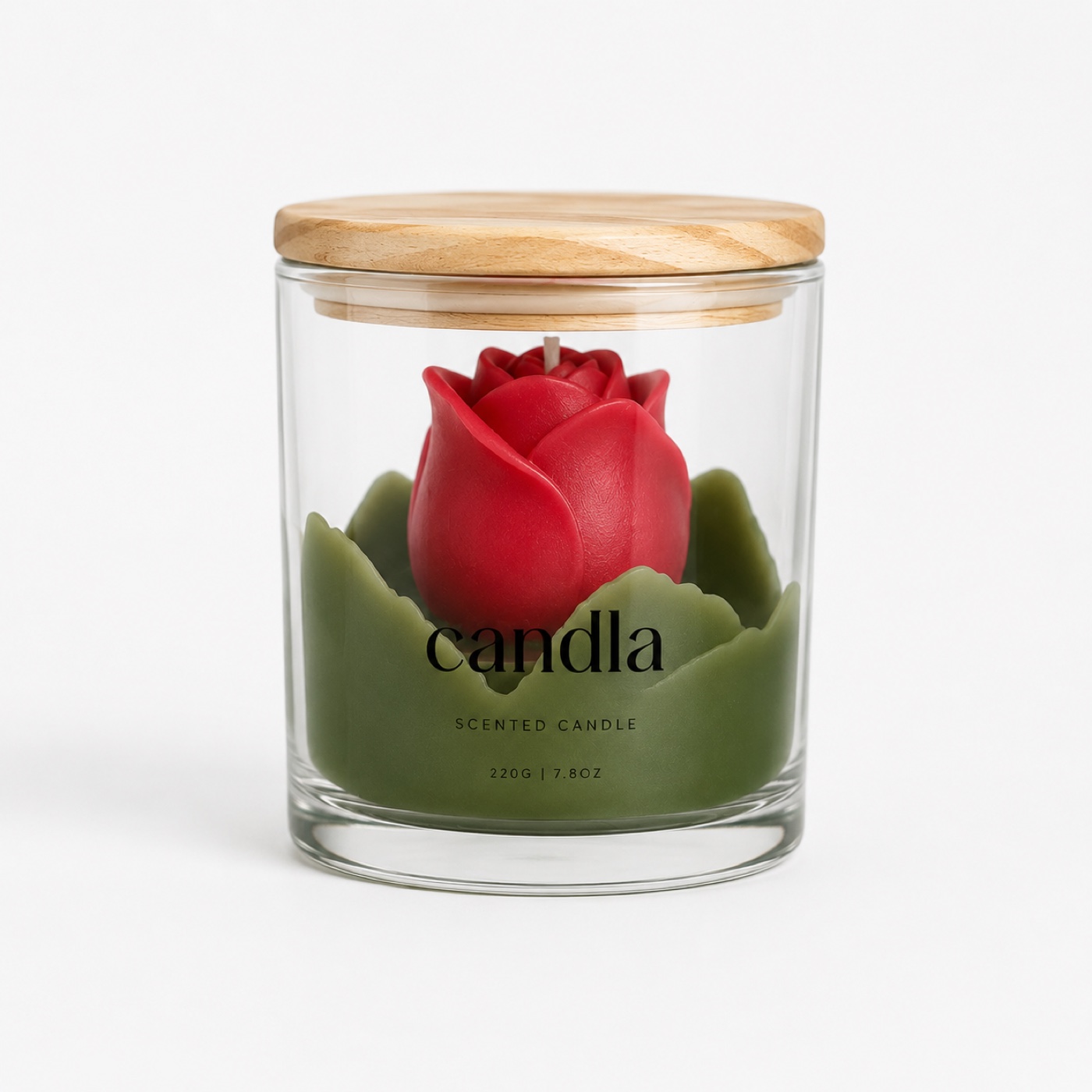 Vela Rosa Candla no vidro